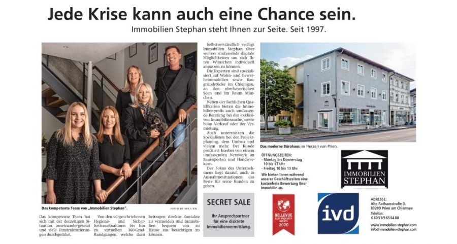 Immobilien Stephan 
Oberbayerisches Volksblatt Sommer 2020